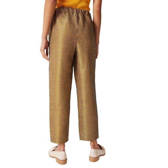 Anthropologie LP Maeve Melyssa Jacquard Trousers Pants Gold Chevron Evening - Picture 2 of 8